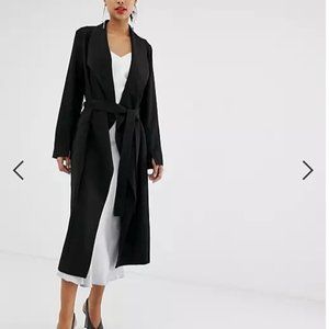 ASOS black waterfall duster coat sz 14